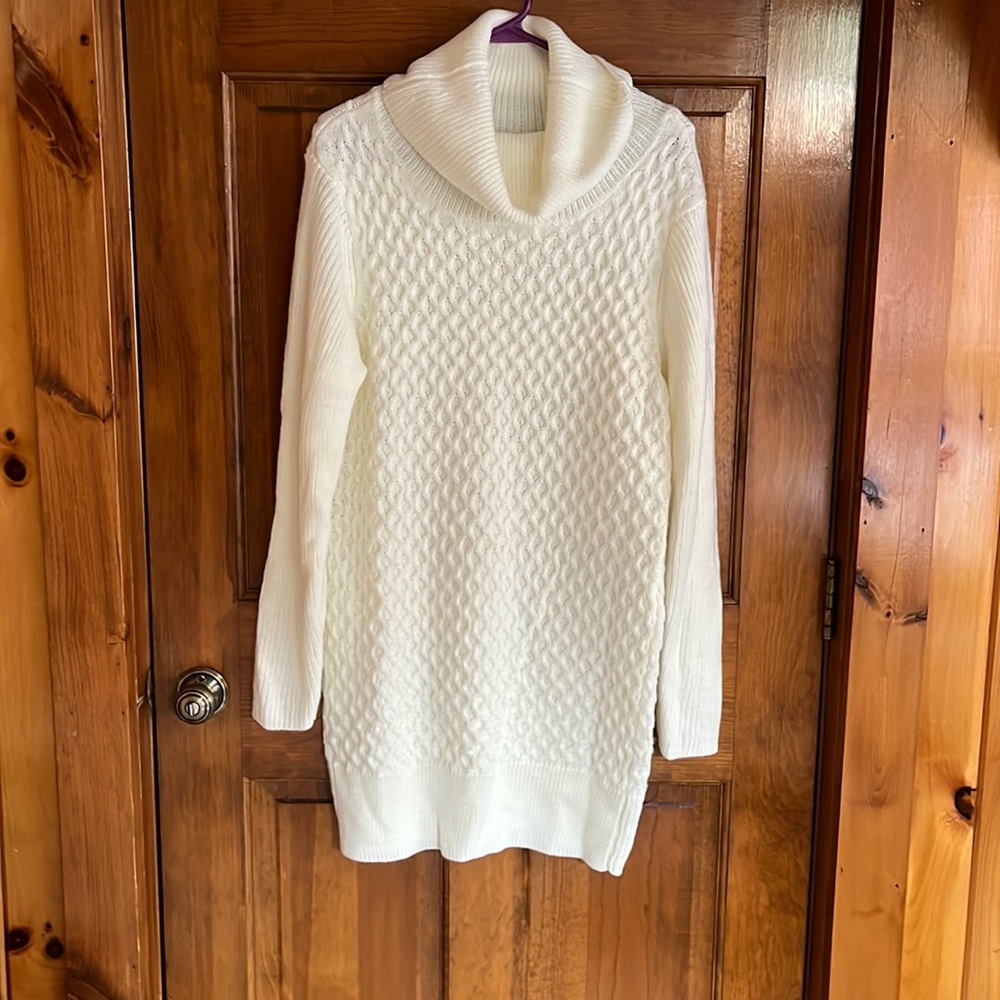 Venus Cream Knit Mini Turtleneck Dress Size XL